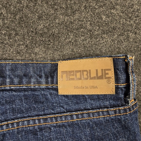 Y2K Neoblue Mens Blue Dark Wash Jeans Straight Leg Denim Made in USA Size 38x27 - Picture 12 of 13